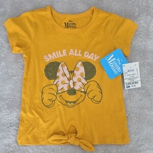 Disney Minnie Mouse Yellow Girls' Short Sleeve Tee with Front Tie